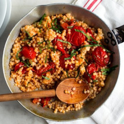 Israeli Couscous With Sautéed Cherry Tomatoes and Basil