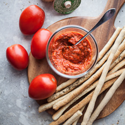 Italian Breadsticks (Grissini) with Slow Roasted Tomato Dipping Sauce (Glut