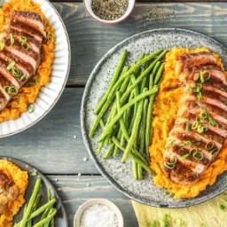 Italian Herbed Steak with a Sweet Potato Mash and Green Beans