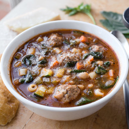 Italian Meatball Minestrone Soup with White Beans