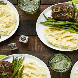 Italian Meatloaf with Roasted Green Beans and Mashed Potatoes