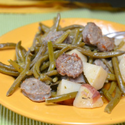 Italian Sausage Green Beans in Slow Cooker