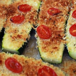 Italian Style Baked Zucchini with Panko, Tomatoes and Parmesan 