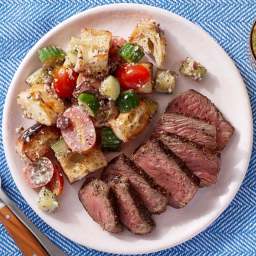 Italian-Style Steaks & Panzanella with Olives & Parmesan