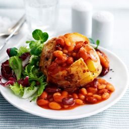 Jacket potato with mixed beans and salad