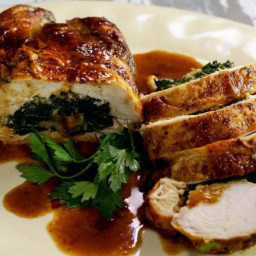 Jacques Pepin's Chicken Ballottine Stuffed with Spinach, Cheese and Br