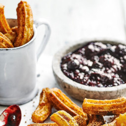 Jamie Oliver's egg-free mini churros with berry compote