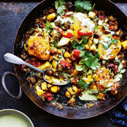 Jamie Oliver's Indian spiced potatoes with chicken thighs