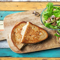 Jammy Fig and Brie Grilled Cheese with Arugula Mushroom Salad