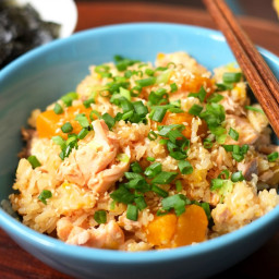 Japanese Steamed Salmon and Pumpkin Rice