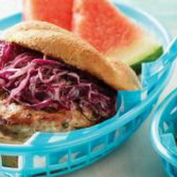 Jerk Chicken Burgers with Red Cabbage Slaw