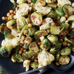 Jerk-Spiced Brussels Sprouts, Cauliflower and Chickpeas