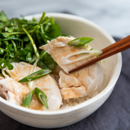 Juicy and Tender Poached Chicken With Watercress and Miso Dressing