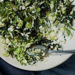 Kale and Brussels Sprout Caesar Slaw