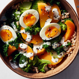 Kale and Butternut Squash Bowl With Jammy Eggs