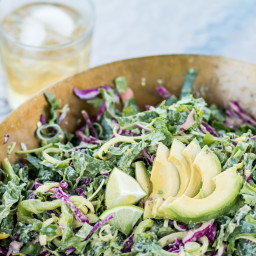 Kale and Cabbage Salad with Paleo Avocado Dressing