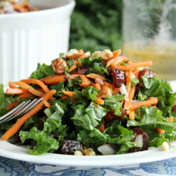 Kale and Hazelnut Winter Salad with Warm Sweet Dressing