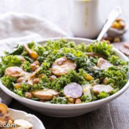 Kale and Salami Salad with Roasted Garlic Vinaigrette