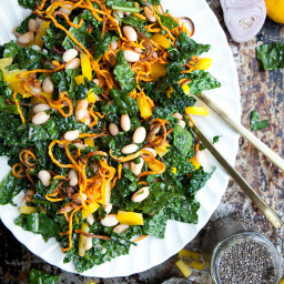Kale and Spicy Cannellini Bean Salad + Lemon Chia Seed Dressing
