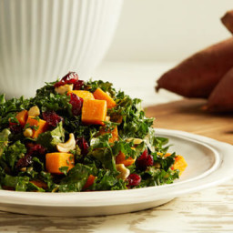 Kale and Sweet Potato Salad with Dried Cranberries