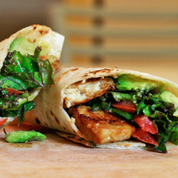 Kale Avocado Wraps with Spicy Miso-Dipped Tempeh