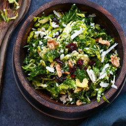 Kale, Brussels Sprouts & Dried Cranberry Salad with Honey-Dijon Vinaigr