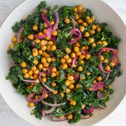 Kale Chickpea Salad with Lemon Vinaigrette Dressing
