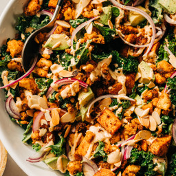 Kale Power Salad with Spicy Almond Dressing