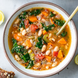 Kale, Quinoa & White Bean Soup (Healthy + Easy)