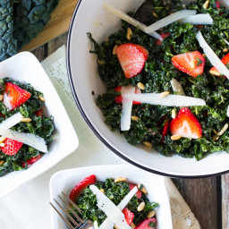 Kale Salad Recipe with Pecorino, Strawberries, Pine Nuts