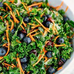 Kale Salad with Blueberries (make-ahead recipe)