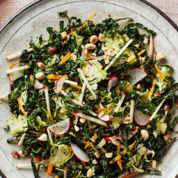 Kale Salad With Brussels Sprouts, Apples, and Hazelnuts