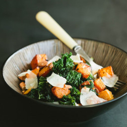 Kale Salad with Butternut Squash and Almonds