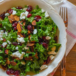 Kale Salad with Cranberries, Almonds and Goat Cheese