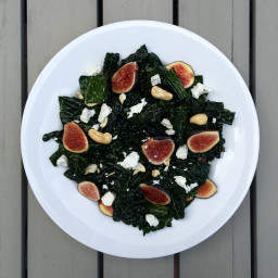Kale Salad with Mint Dressing, Figs and Goat Cheese