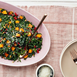 Kale Salad with Roasted Butternut Squash, Pomegranate, and Pumpkin Seeds