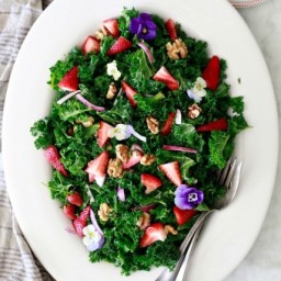 Kale Salad with Strawberries and Walnuts