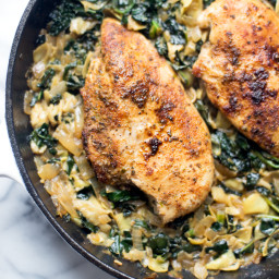 Kale, Spinach, and Artichoke Chicken Skillet