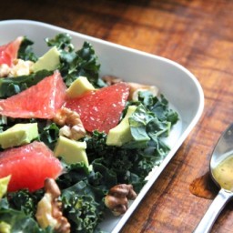 Kale Salad with Grapefruit, Avocado  and  Walnuts