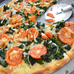 kale, swiss  and  tomato pizza