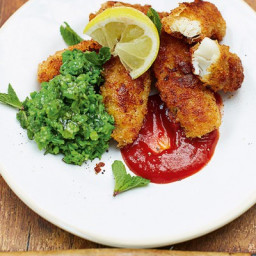 Kerryann’s homemade fish fingers and minty smashed peas