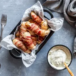 Keto Bacon Wrapped Chicken Tenders with Ranch