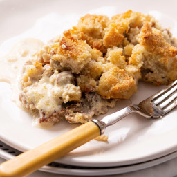 Keto Biscuit Crumbles and Sausage Gravy