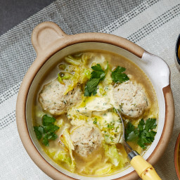 Keto cabbage soup with chicken dumplings
