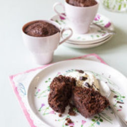 Keto chocolate muffin in a mug