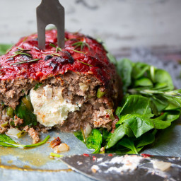Keto Meatloaf - Stuffed w/ Goat Cheese and Spinach