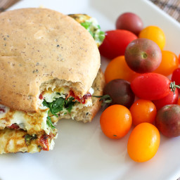 Kicked Up Spinach and Sun Dried Tomato Omelet Sandwich