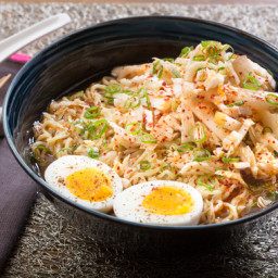 Kimchi and Barley Miso Ramenwith Soft-Boiled Eggs and Asian Pear