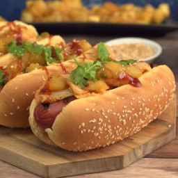 Kimchi Dogs with Caramelized Pineapple