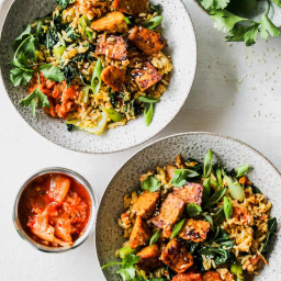 Kimchi Fried Rice with Sesame-Braised Tempeh